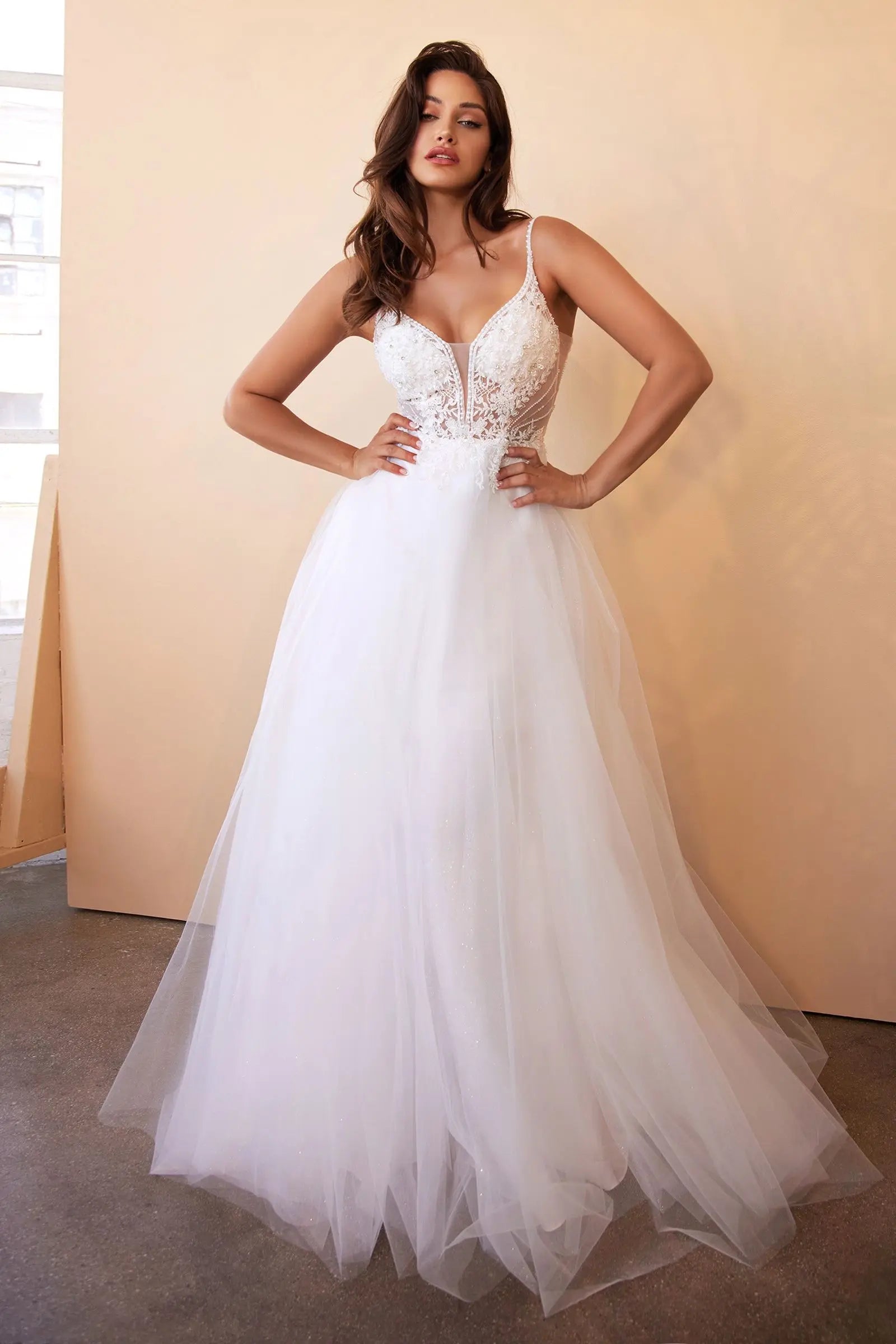 Enkel vit klänning CD0195W Joliebridal